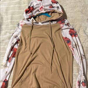Floral Hoodie with Tan Body